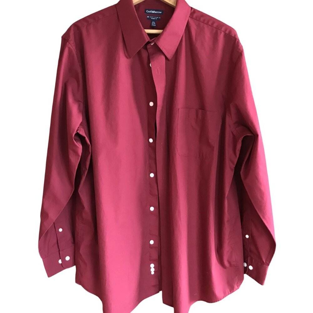 Croft & Barrow Long-Sleeved Dress Shirt, Button-Down Burgundy Men's 17-1/2 34/35